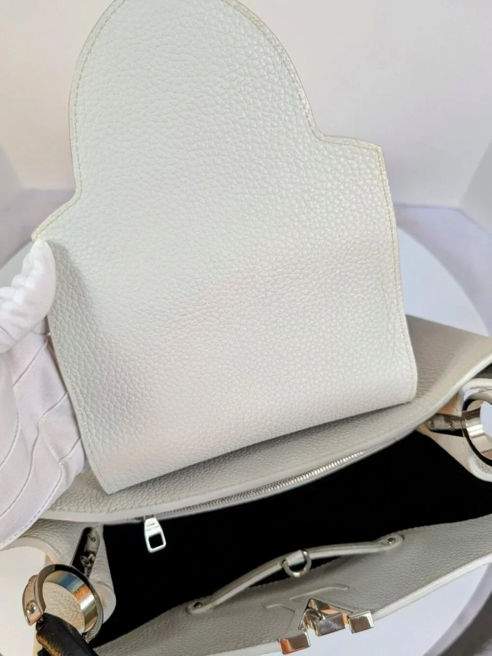 Louis Vuitton Light Grey Degrade Taurillon Leather Capucines PM Bag